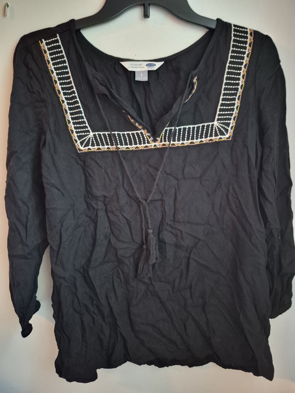Old Navy Black Embroidered Top